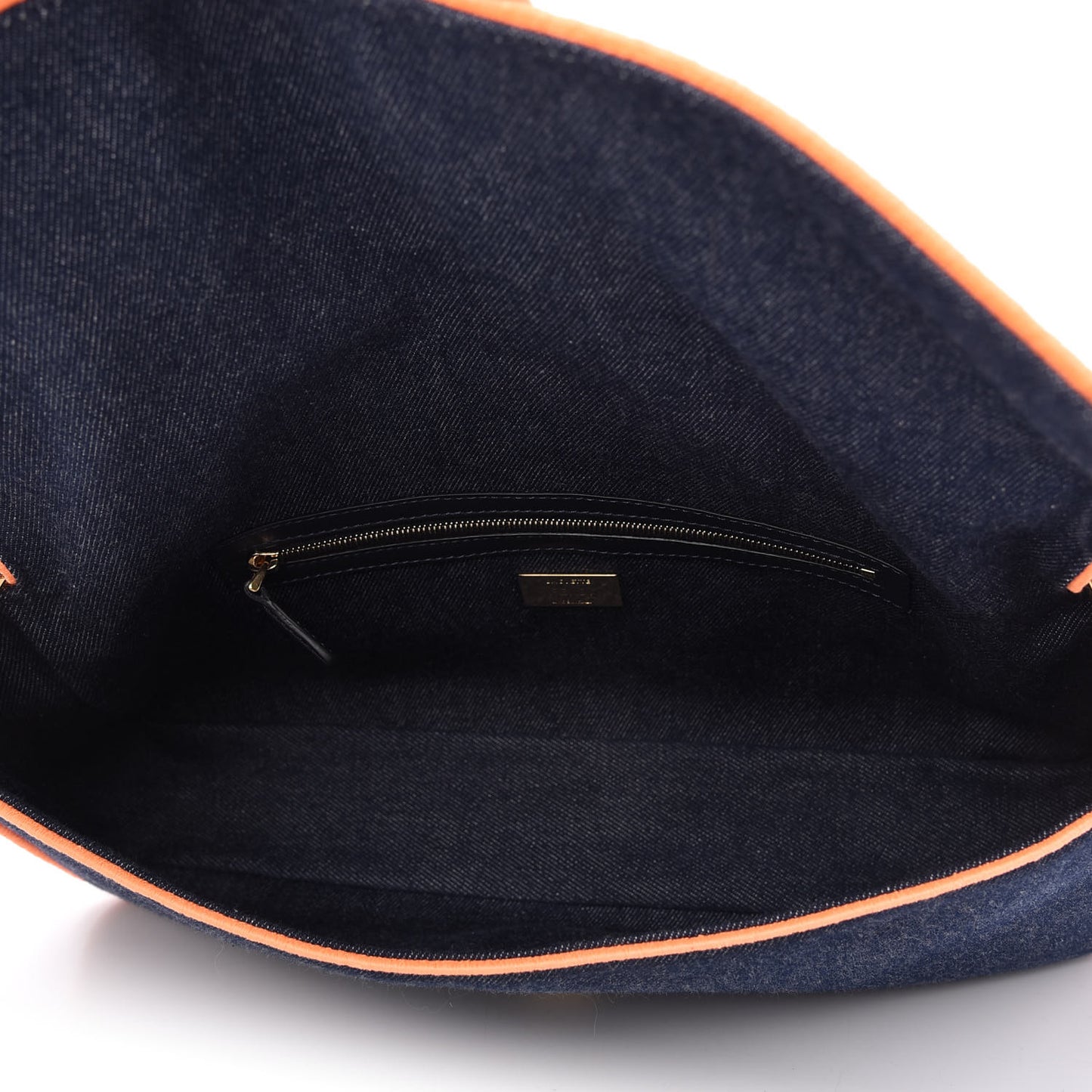 Denim Large Baguette Blue Arancio Fluo