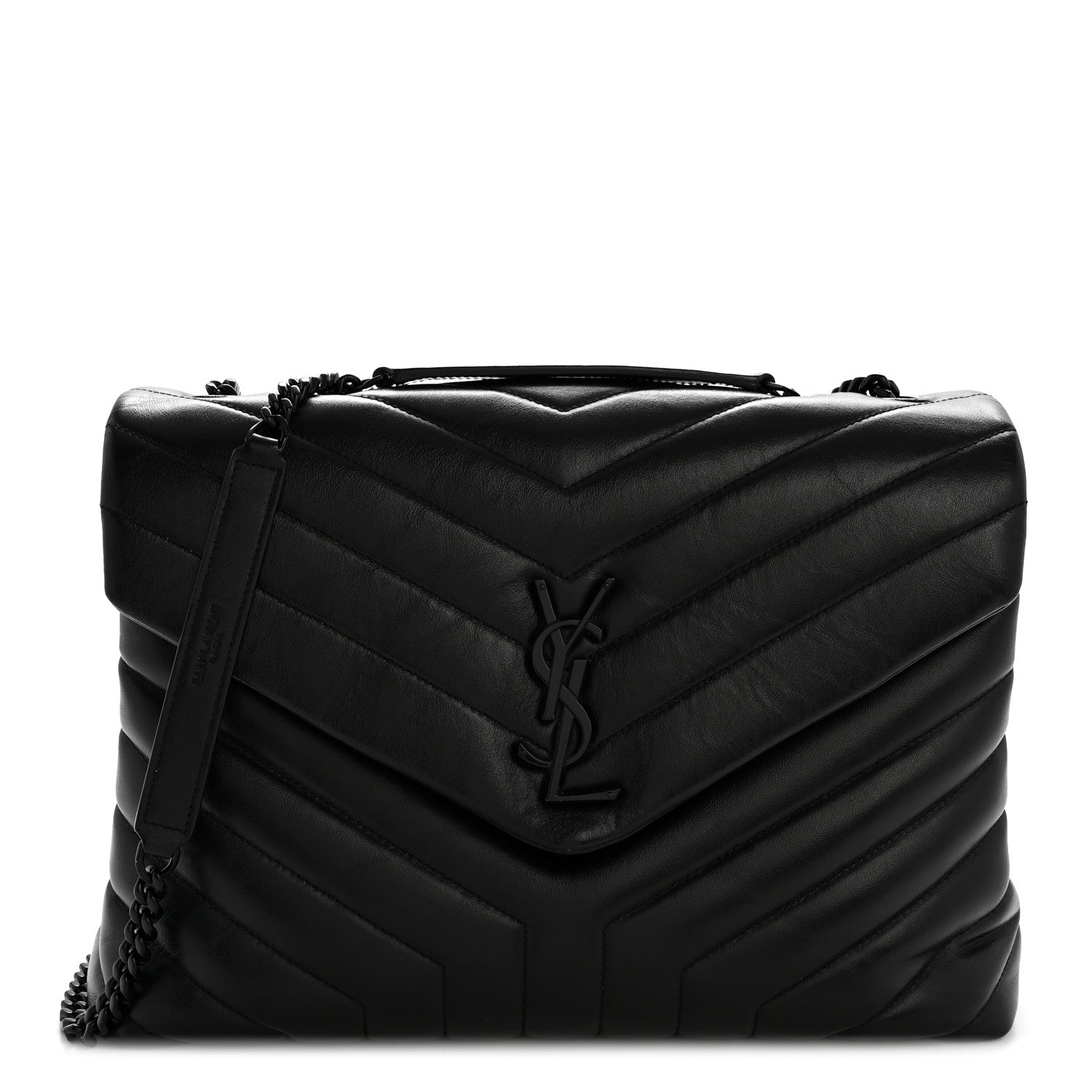 Saint Laurent Calfskin Y Quilted Monogram Monochrome Medium Loulou Chain Satchel Black 1 of 13