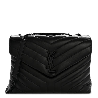 Saint Laurent Calfskin Y Quilted Monogram Monochrome Medium Loulou Chain Satchel Black 1 of 13