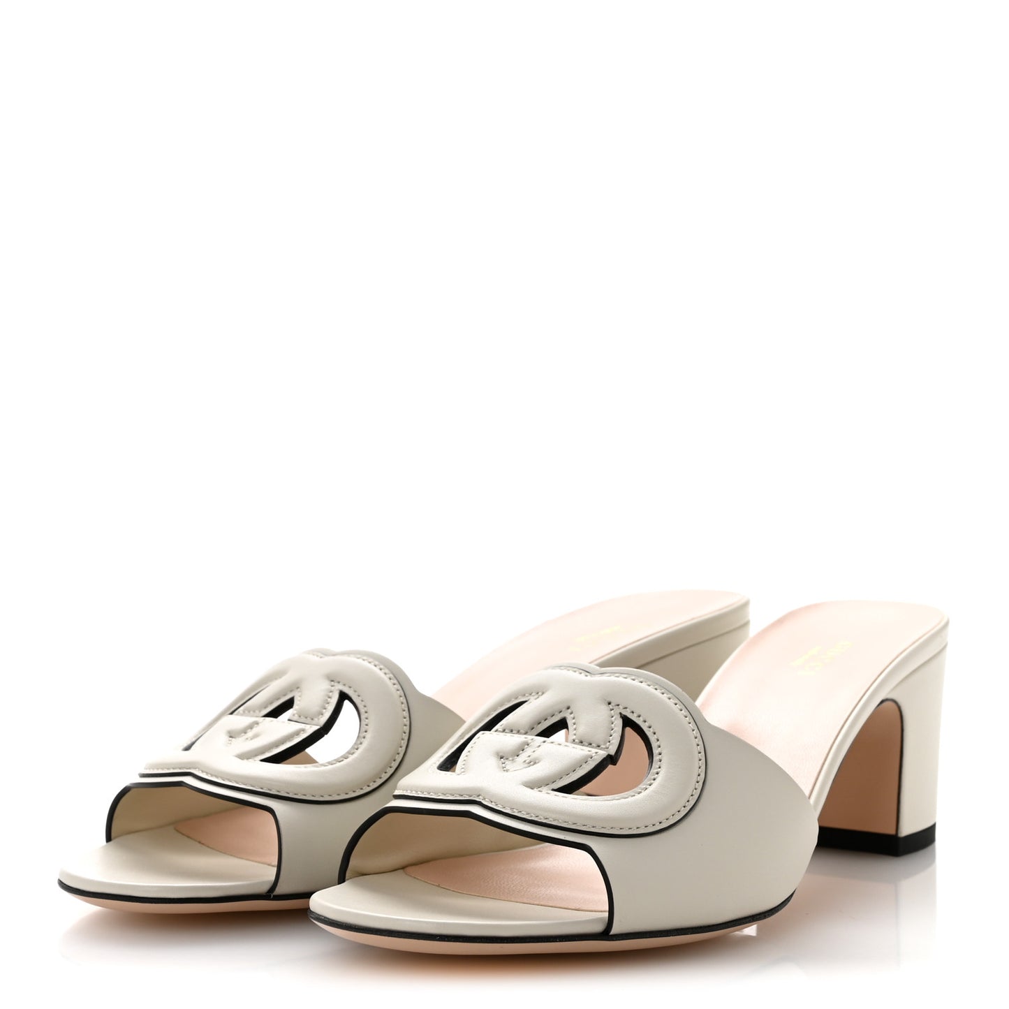 Sierra Calfskin Interlocking G Cut Out Slide Sandals 39.5 Mystic White
