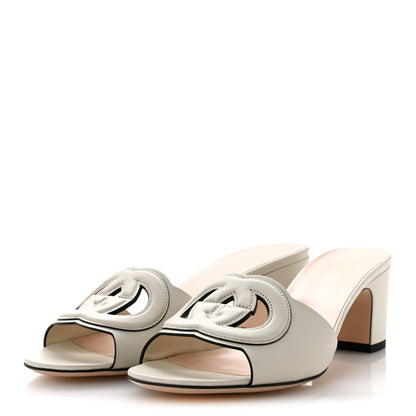 Gucci Sierra Calfskin Interlocking G Cut Out Slide Sandals 39.5 Mystic White 4 of 10