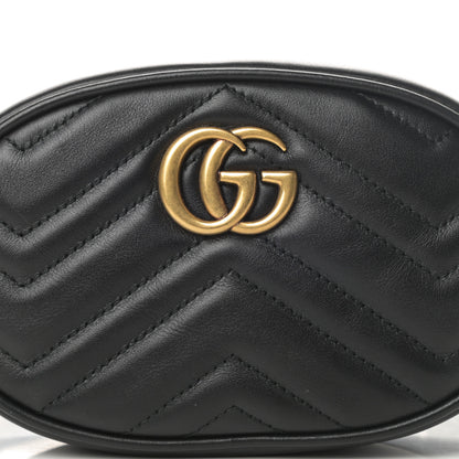 Gucci Calfskin Matelasse GG Marmont Belt Bag 75 30 Black 9 of 12