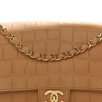Chanel Suede Calfskin Crocodile Embossed Small Souplissimo Maxi Flap Camel 8 of 10