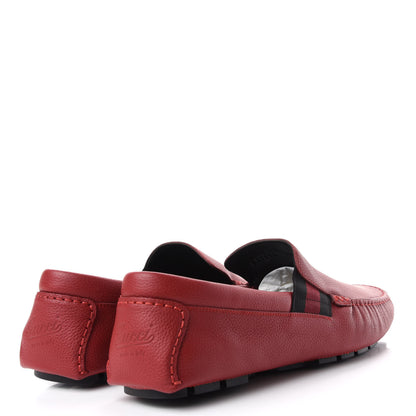 Gucci Calfskin Web Mens Driver Loafers 9.5 Red 4 of 11