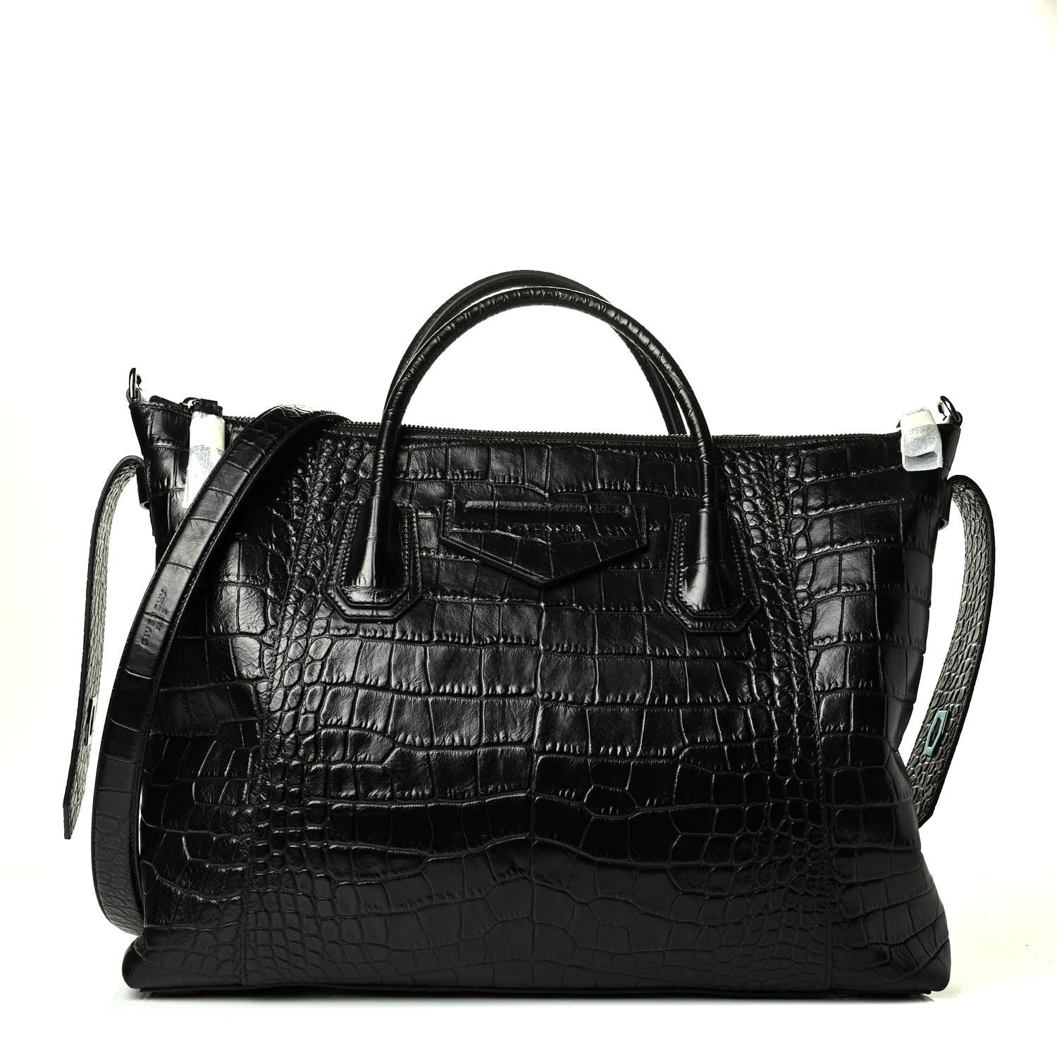 Givenchy Calfskin Crocodile Embossed Medium Soft Antigona Black 1 of 7