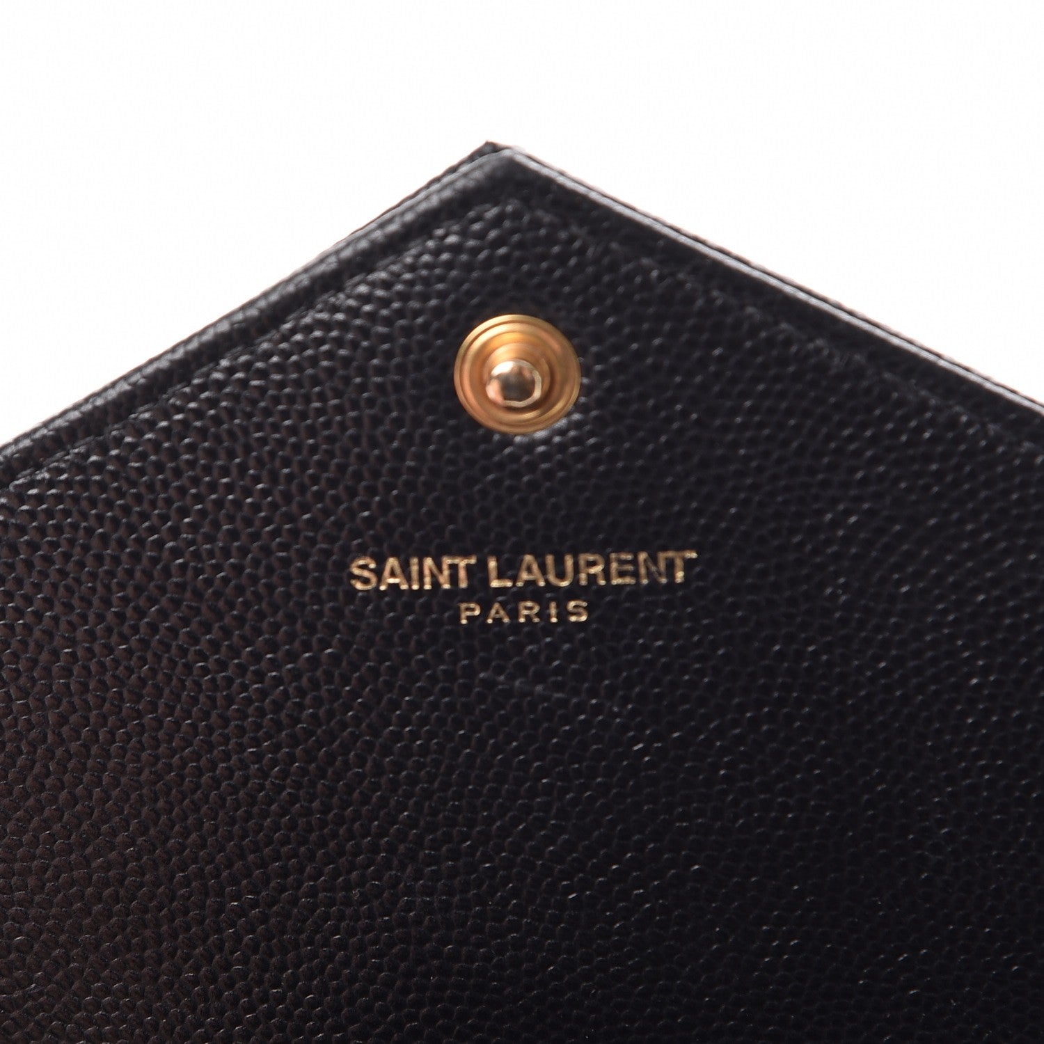 Saint Laurent Grain De Poudre Matelasse Chevron Monogram Envelope Chain Wallet Black 6 of 8