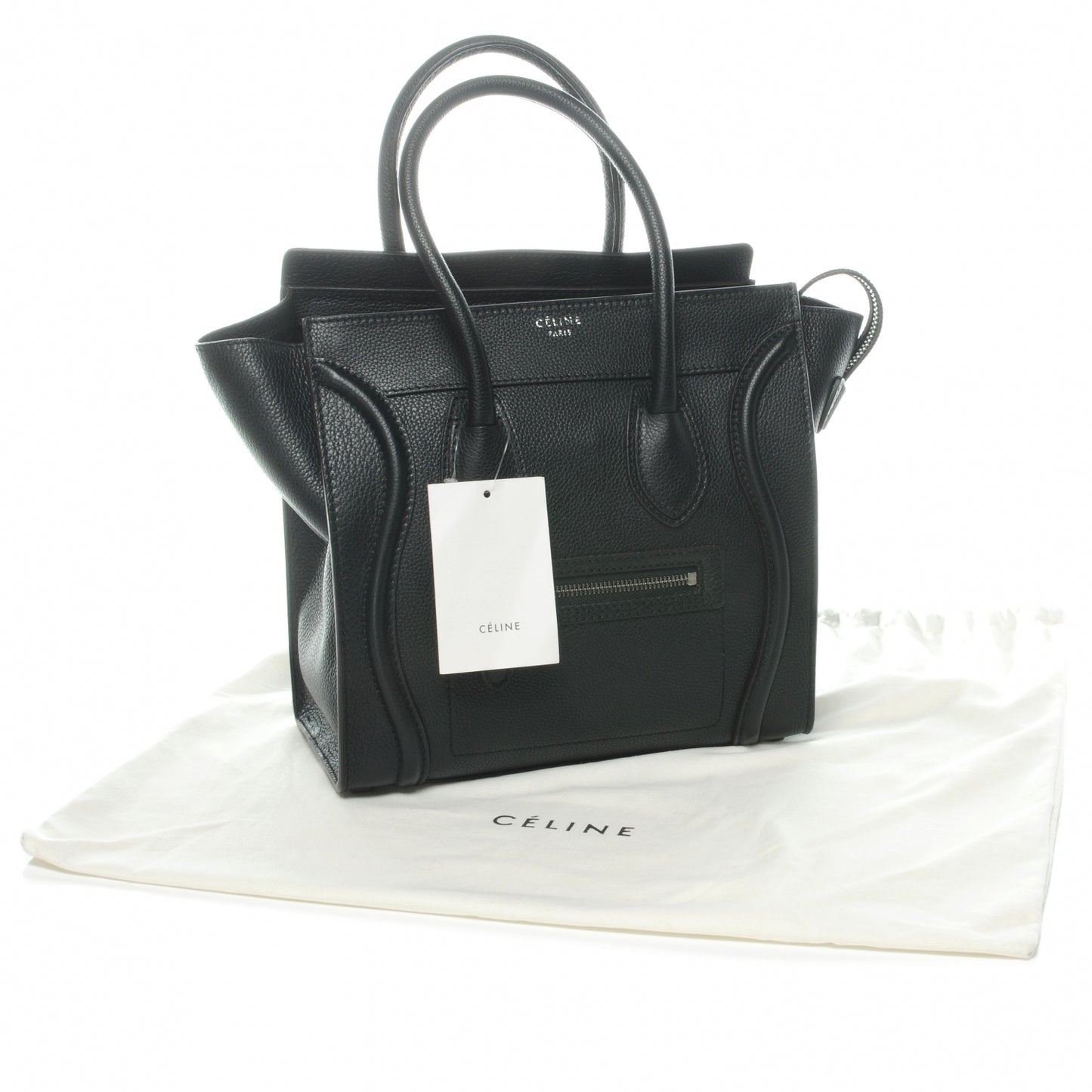 Drummed Leather Micro Luggage Bag Black