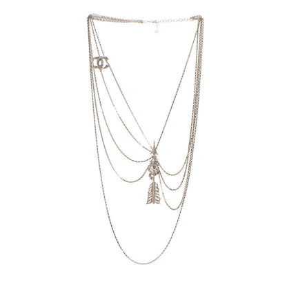Chanel Crystal Pearl Chain CC Arrow Multi Strand Necklace Gold 3 of 7