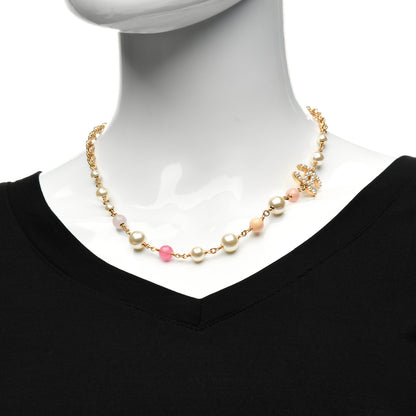 Chanel Pearl Bead CC Neckace Gold Pink 2 of 5