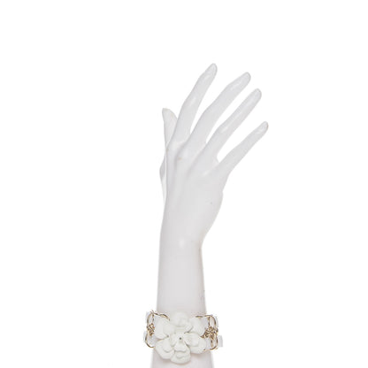 Chanel Resin Camellia Chain Ribbon Bracelet White 2 of 6