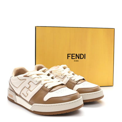 Fendi Vitello Mens Fendi Match Low Top Sneakers 10 Beige Brown 10 of 10
