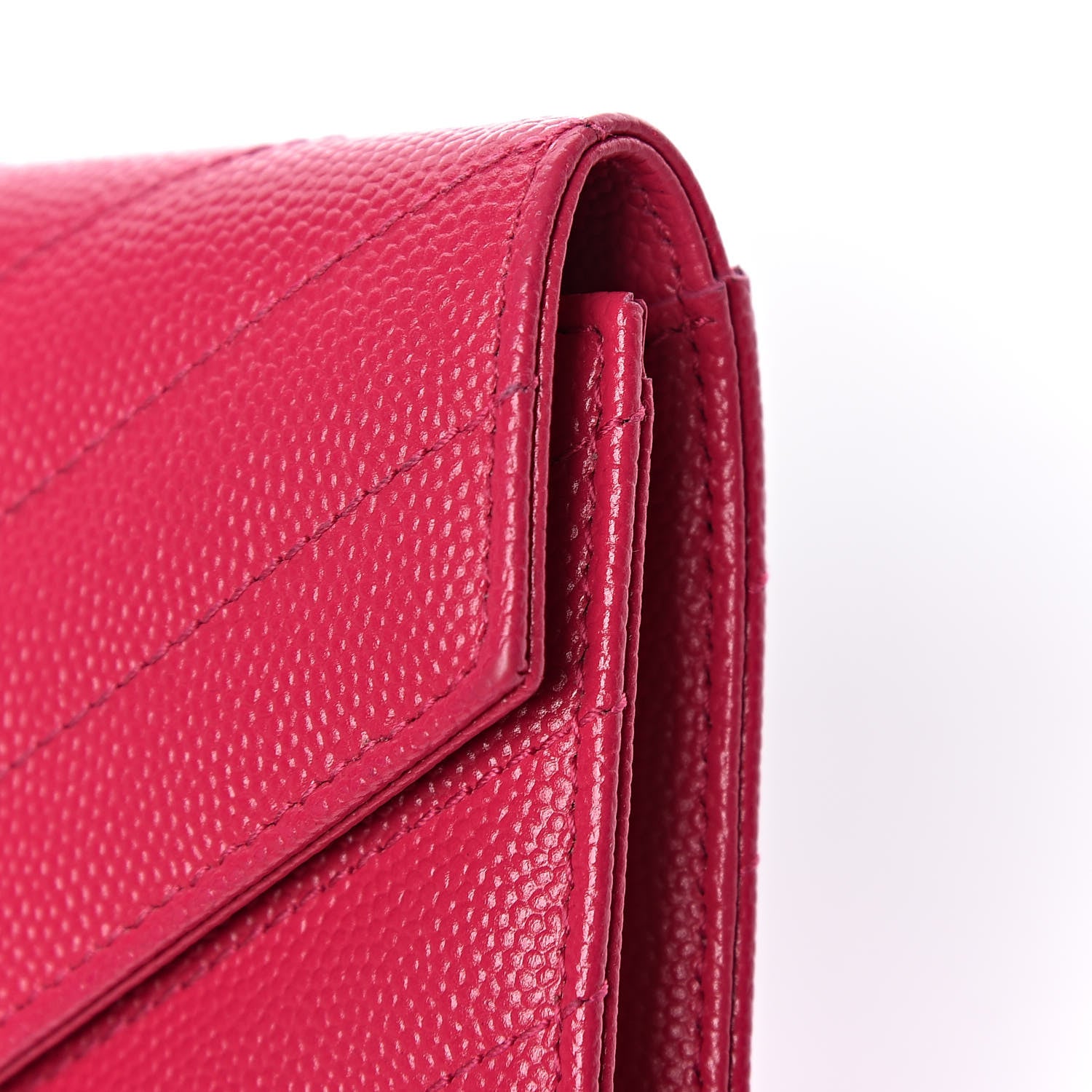 Saint Laurent Grain De Poudre Matelasse Chevron Small Monogram Envelope Wallet Bubblegum 7 of 10