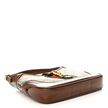 Gucci GG Supreme Monogram Azalea Calfskin Web Mini Jackie 1961 Hobo Beige Ebony Brown Sugar 4 of 10
