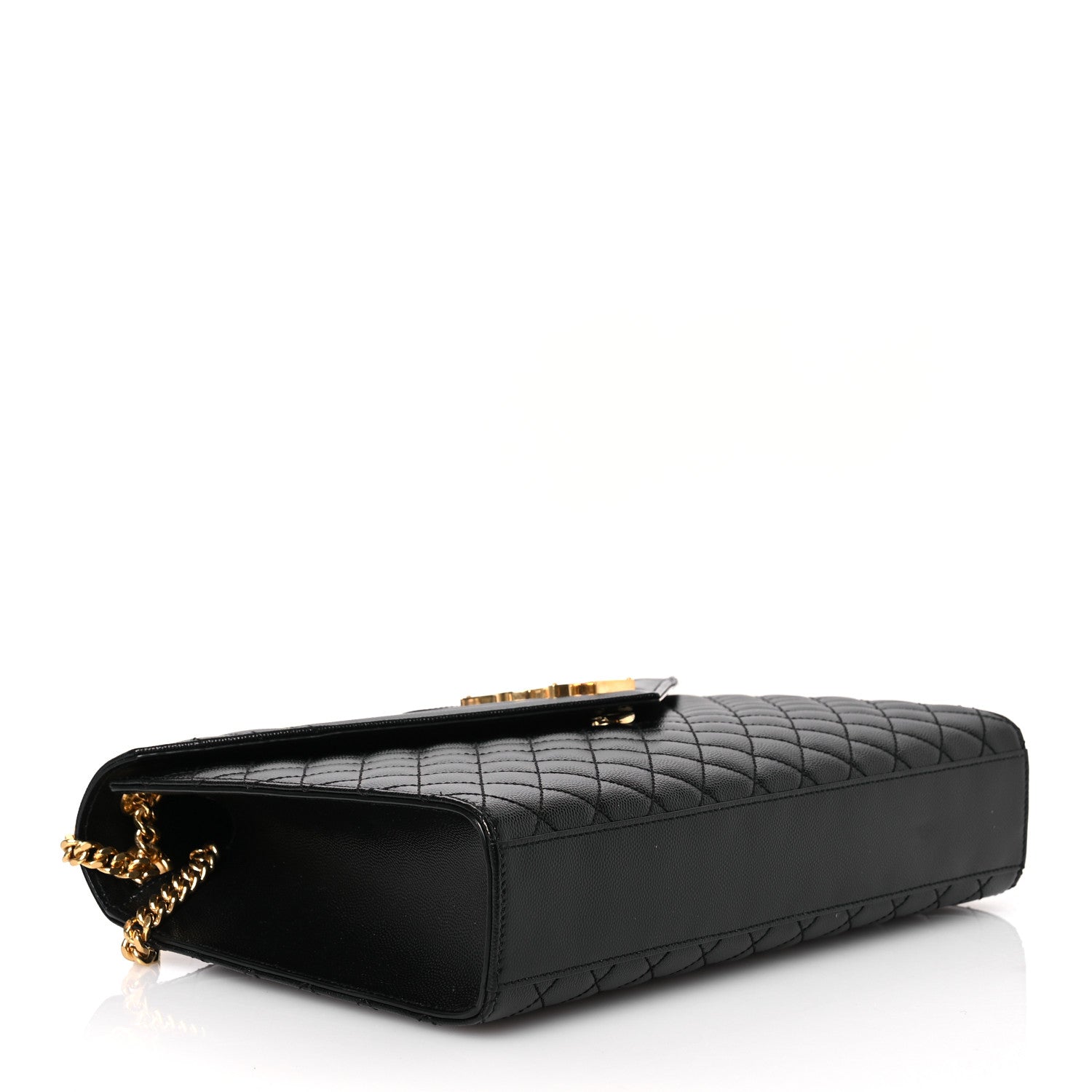 Saint Laurent Grain De Poudre Textured Mixed Matelasse Large Triquilt Monogram Satchel Black 4 of 11