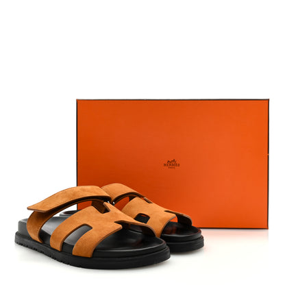 Hermes Suede Goatskin Womens Chypre Sandals 36.5 Naturel 10 of 11