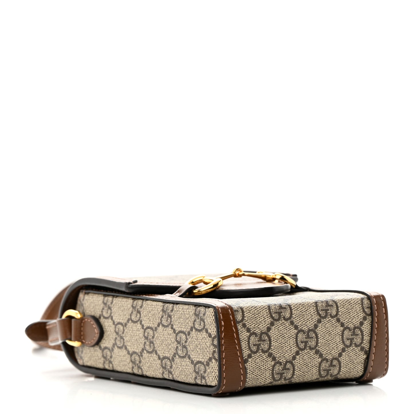 GG Supreme Monogram Mini Horsebit 1955 Crossbody Bag Beige Brown Sugar