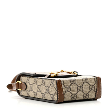 Gucci GG Supreme Monogram Mini Horsebit 1955 Crossbody Bag Beige Brown Sugar 4 of 16