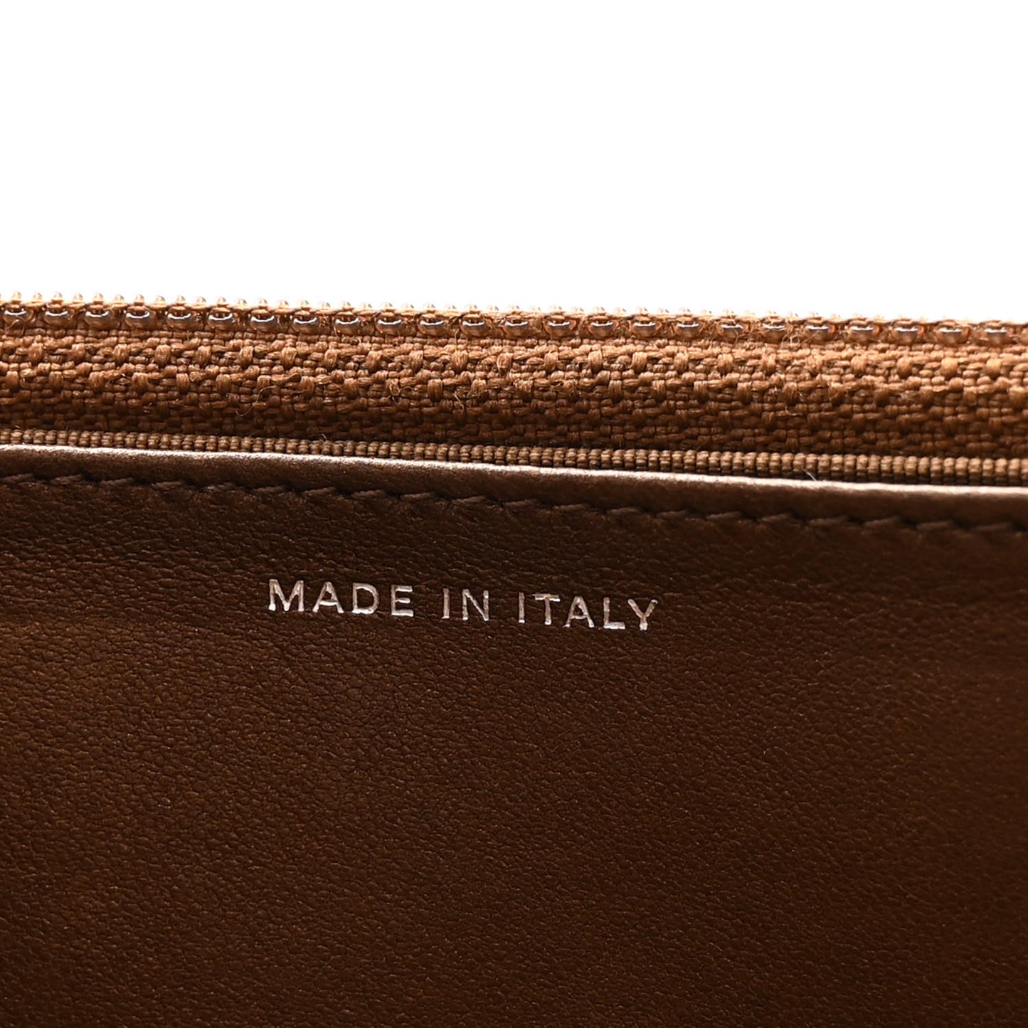 Metallic Lambskin Quilted Wallet On Chain WOC Bronze