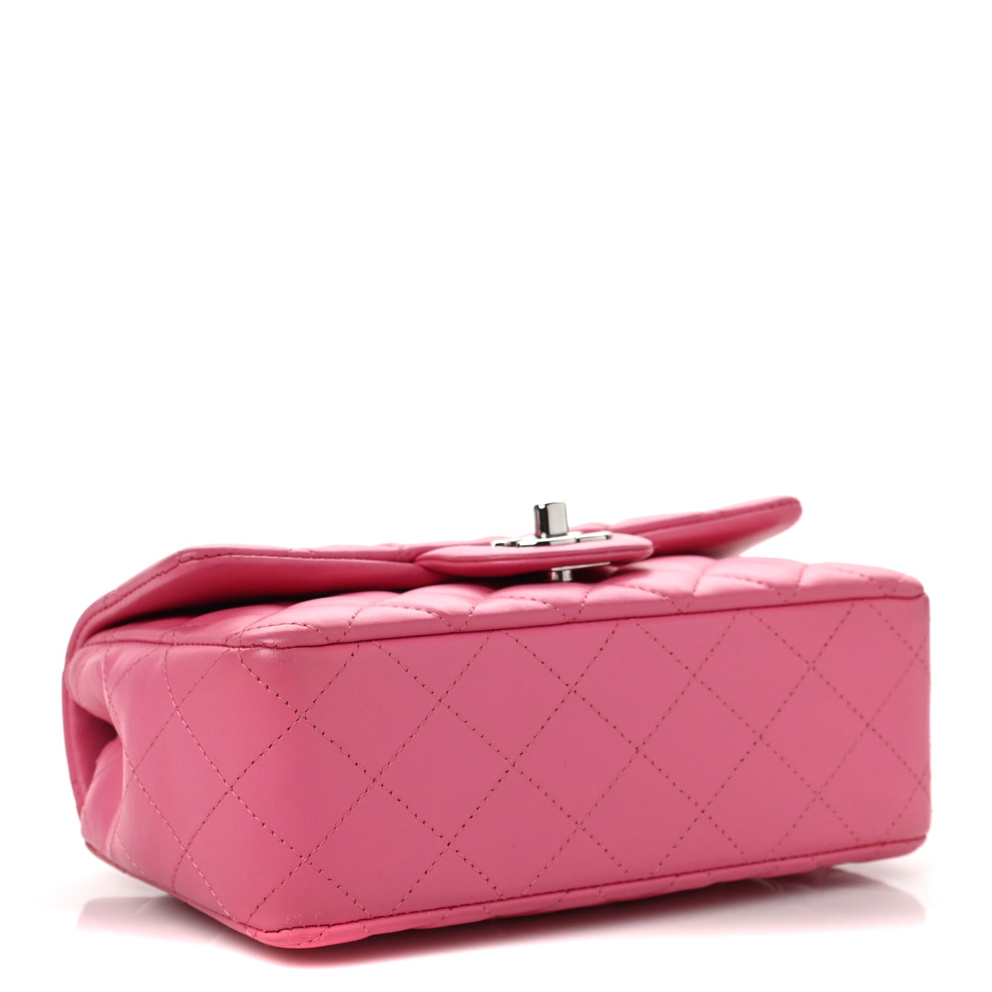 Lambskin Quilted Mini Rectangular Flap Fuchsia