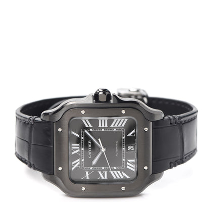 Cartier ADLC Stainless Steel Alligator 39.8mm Santos De Cartier Automatic Watch Black 2 of 6