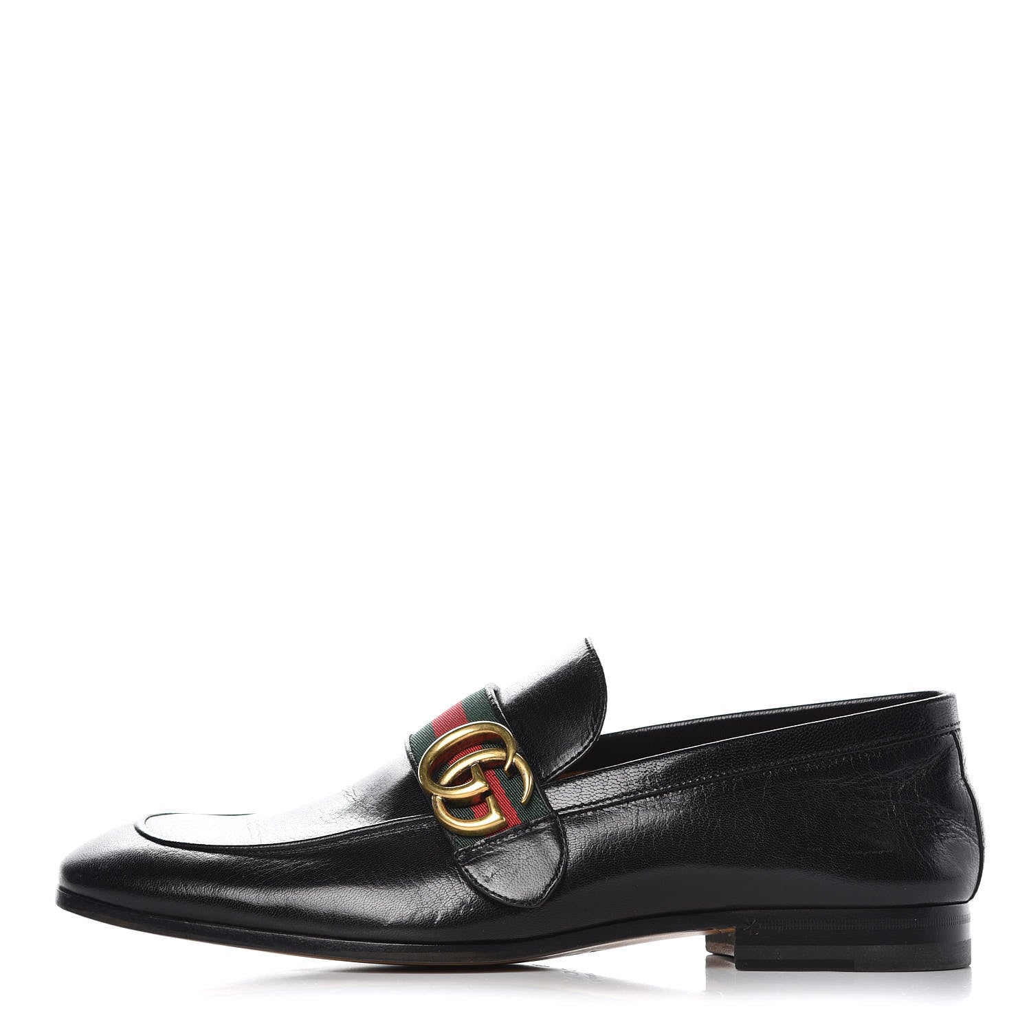 Gucci Goatskin Web Mens GG Loafers 6 Black 1 of 9