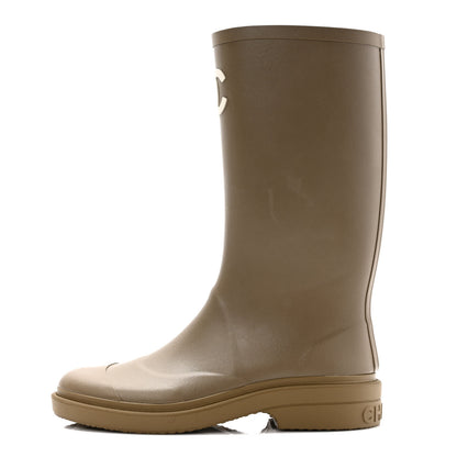 Chanel Caoutchouk CC High Boots 39 Dark Beige 1 of 8