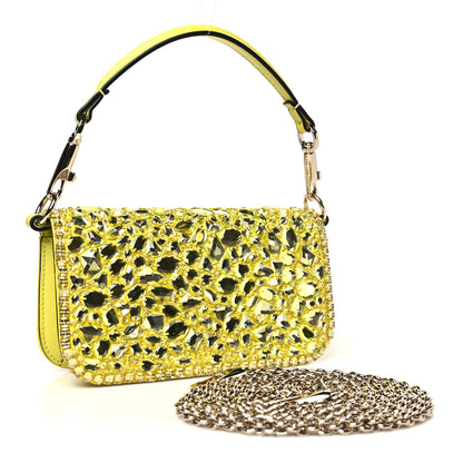 Valentino Garavani Crystal Nappa Enamel Vlogo Small Loco Shoulder Bag Lemon Cedar 3 of 10