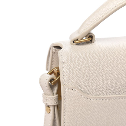 Saint Laurent Grain de Poudre Mini Classic Monogram Cassandra Top Handle Crema Soft Rouge Legion 11 of 11