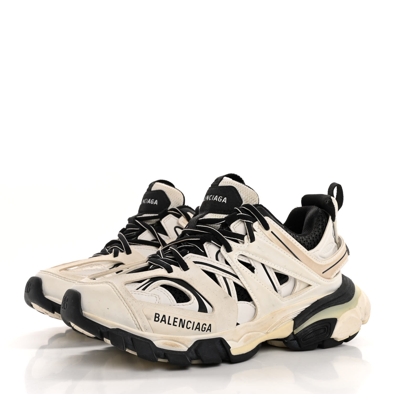 BALENCIAGA スニーカー 36 ベージュ/ブラック Balenciaga Rubber Mesh Bi-Color Mens Track.2 Open Sneakers 36