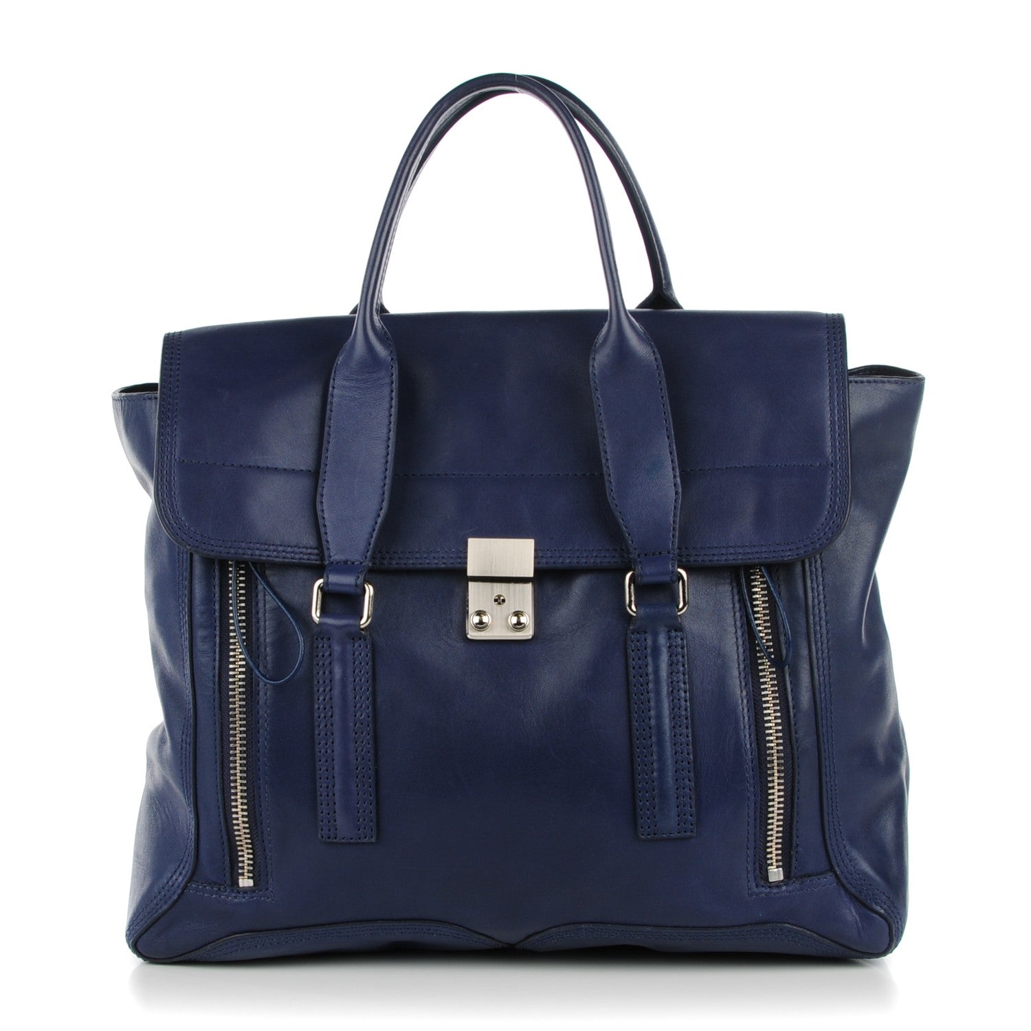 3.1 Phillip Lim 3.1 Smooth Calfskin Large Pashli Satchel Ink 1 of 7
