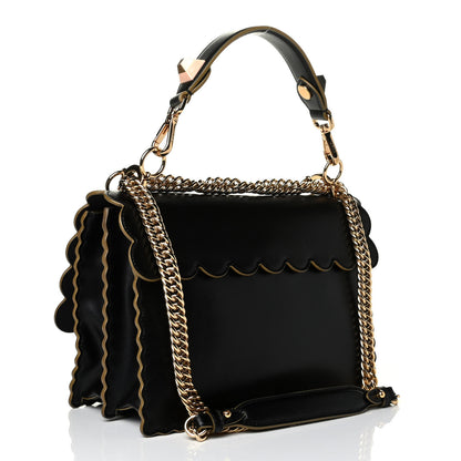 Fendi Vitello Liberty Scalloped Studded Kan I Shoulder Bag Black 2 of 6