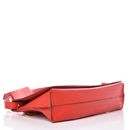 Loewe Calfskin Linen Embossed Small Messenger Bag Primary Red 4 of 10