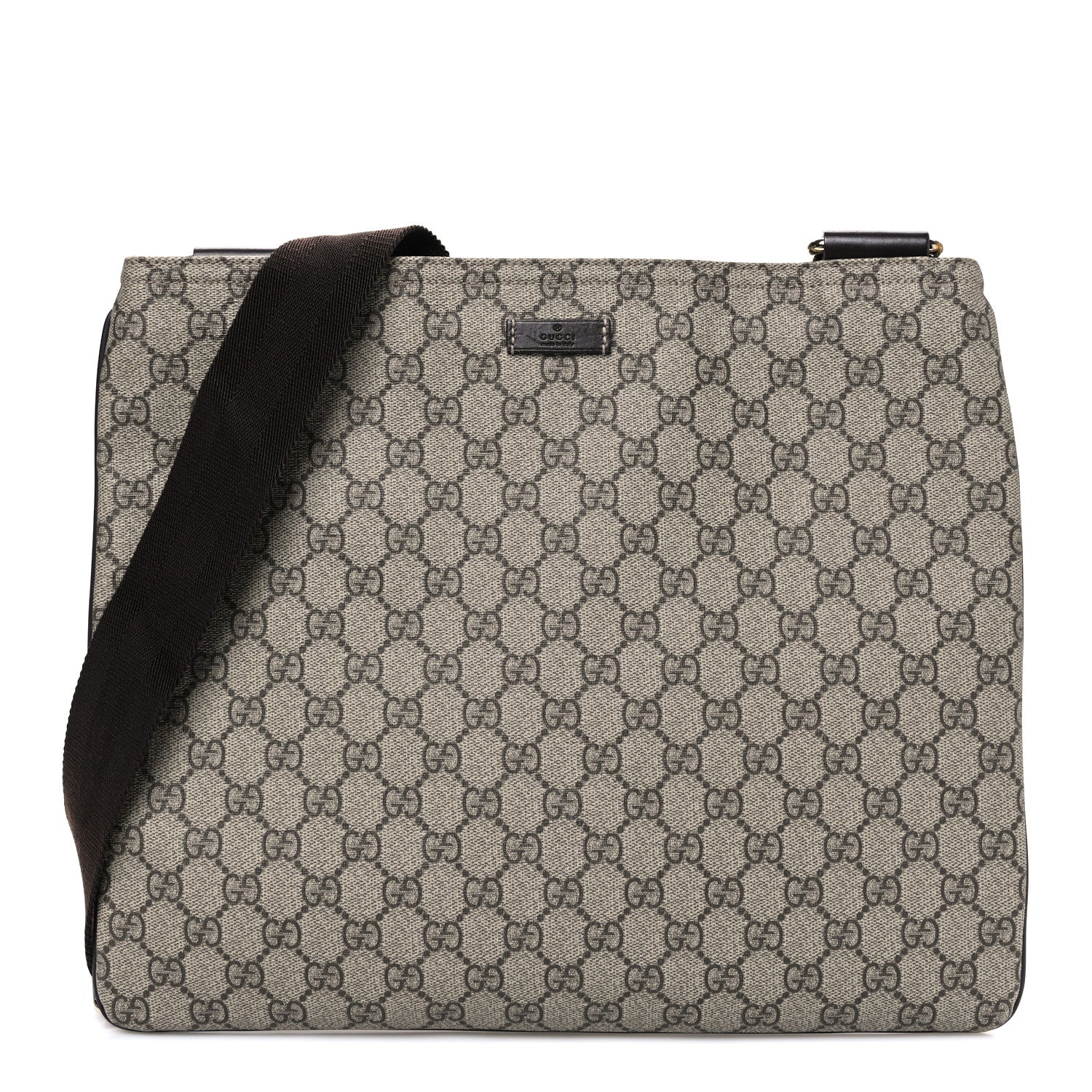 Gucci GG Supreme Monogram Medium Flat Messenger Bag Dark Brown 1 of 10