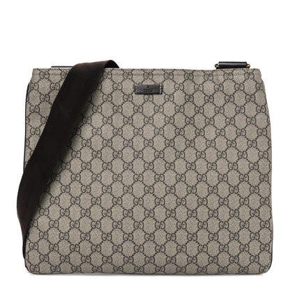 Gucci GG Supreme Monogram Medium Flat Messenger Bag Dark Brown 1 of 10
