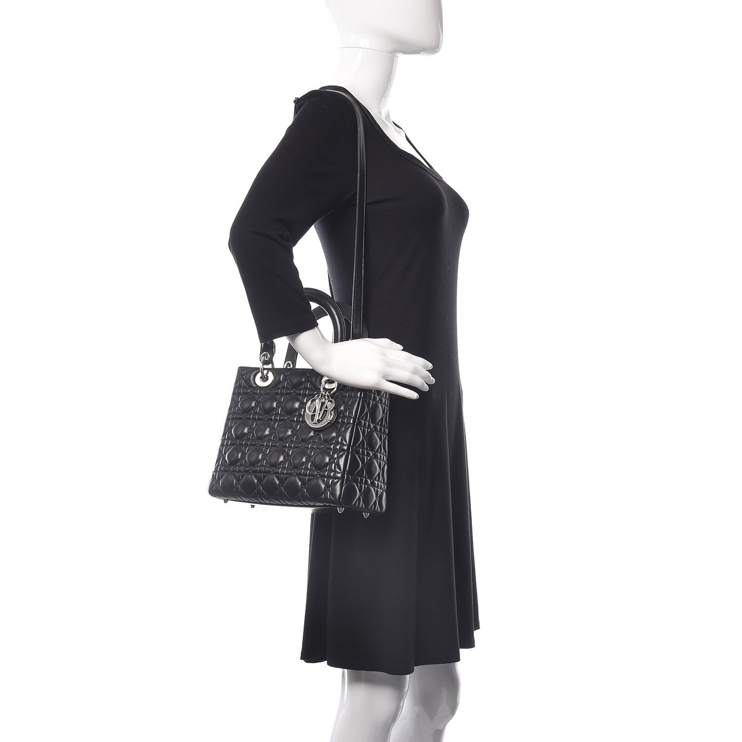 Lambskin Cannage Medium Lady Dior Black