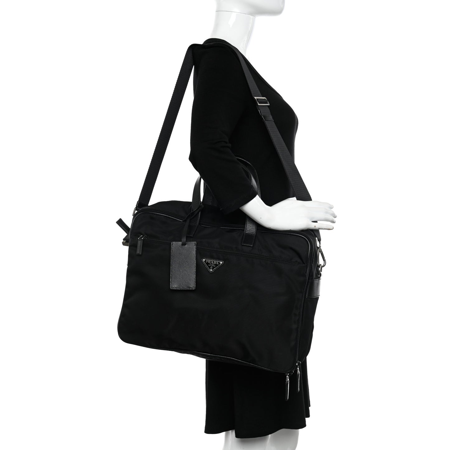 Tessuto Nylon Saffiano Briefcase Black