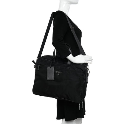 Prada Tessuto Nylon Saffiano Briefcase Black 2 of 15