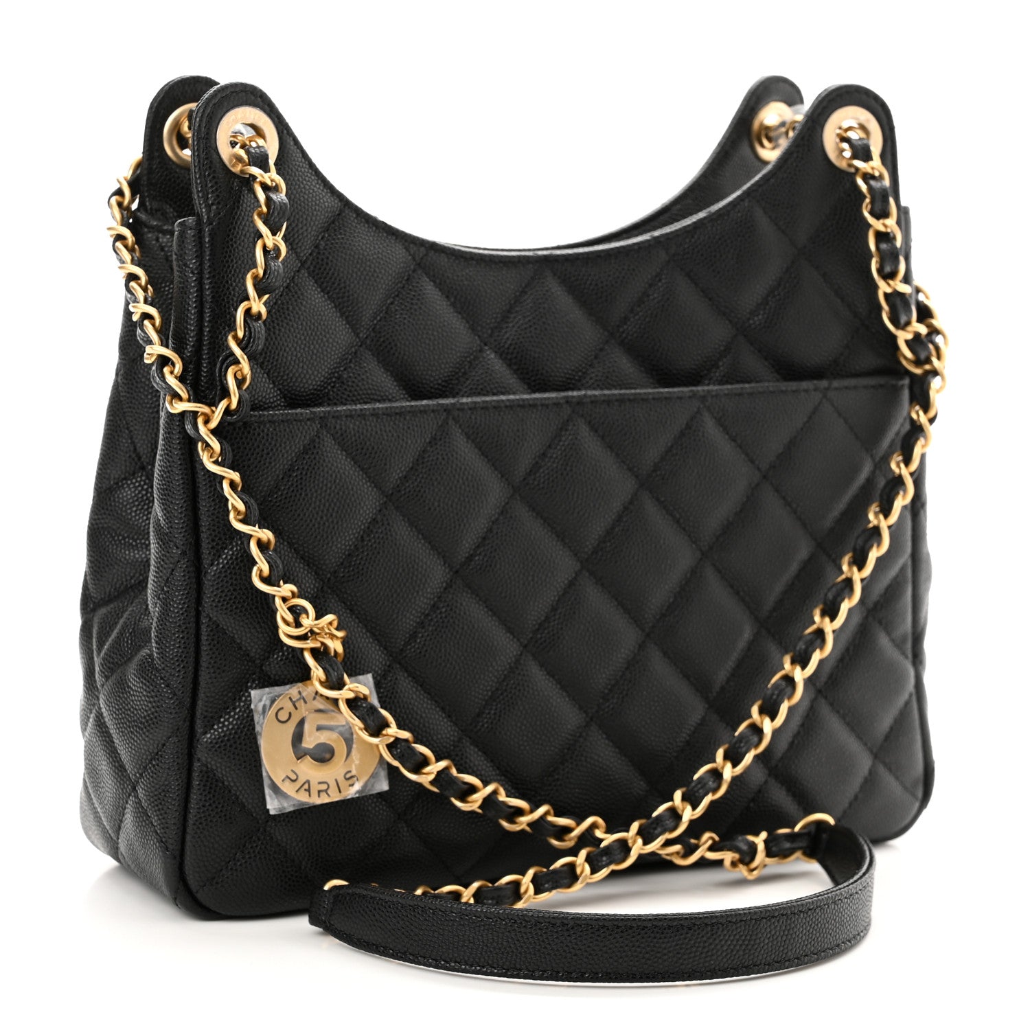 Chanel Caviar Quilted Wavy CC Hobo Black 3 of 11