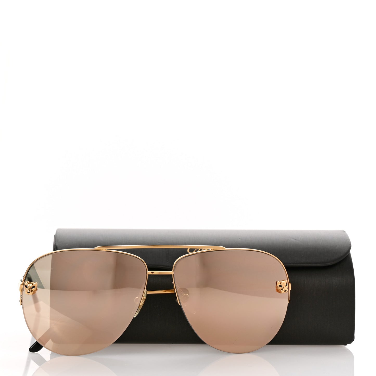 Panthere De Cartier Aviator Sunglasses Gold