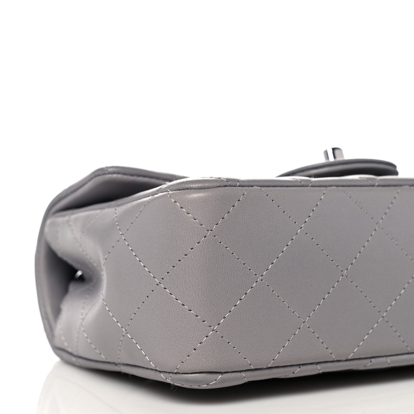 Lambskin Quilted Mini Rectangular Flap Grey