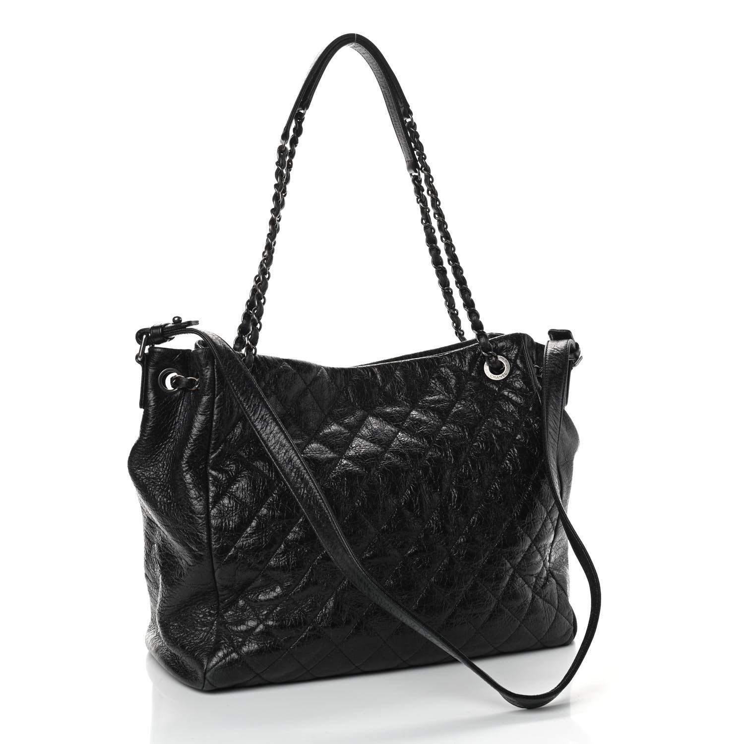 Chanel Glazed Calfskin Quilted Large Tote Black 2 of 8