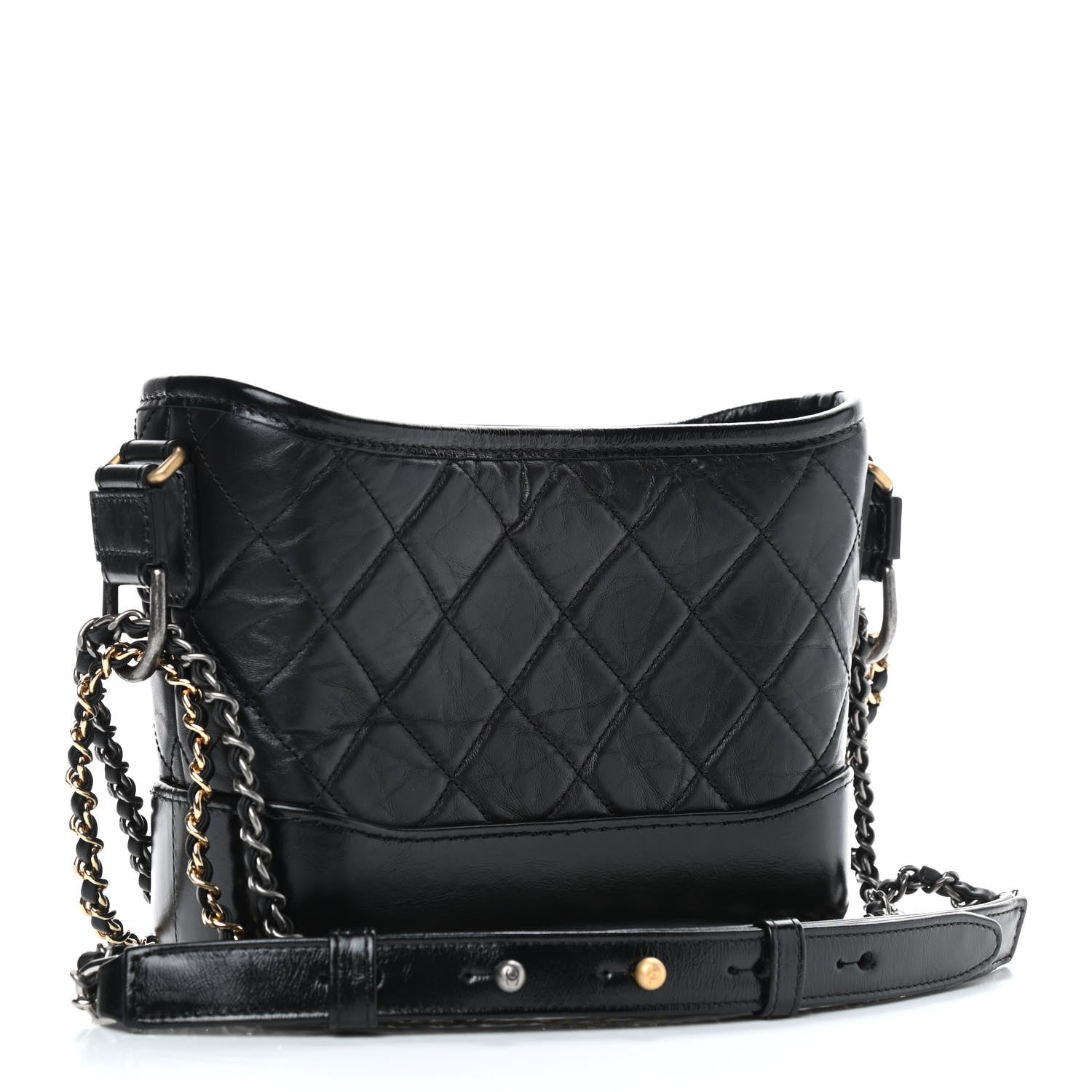 Chanel Aged Calfskin Quilted Small Gabrielle Hobo Black 3 of 9