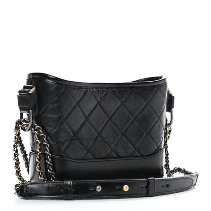 Chanel Aged Calfskin Quilted Small Gabrielle Hobo Black 3 of 9
