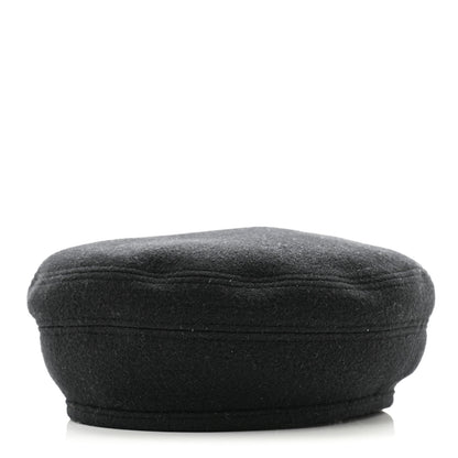 Hermes Wool Cashmere Saint Honore Drap Beret 59 Black 1 of 8