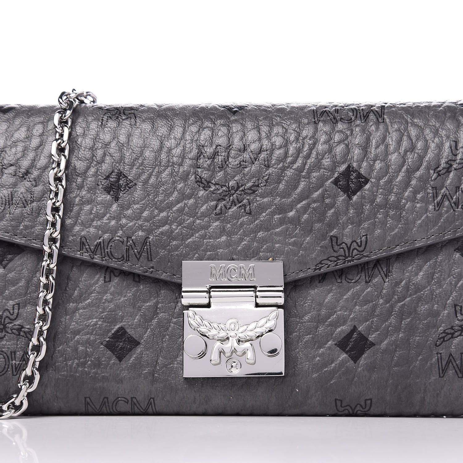 MCM Visetos Large Patricia Wallet On Chain Phantom Grey 10 of 11