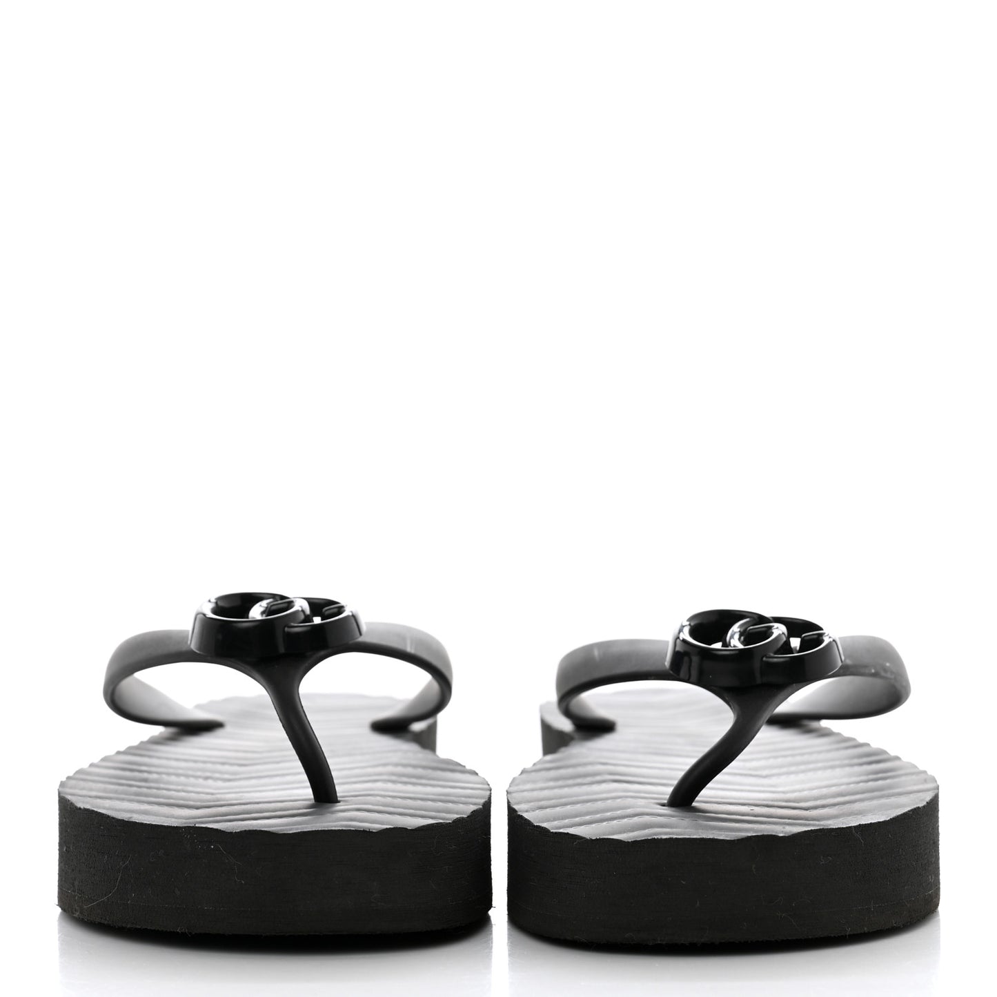 Rubber Chevron Womens GG Thong Sandals 40 Black