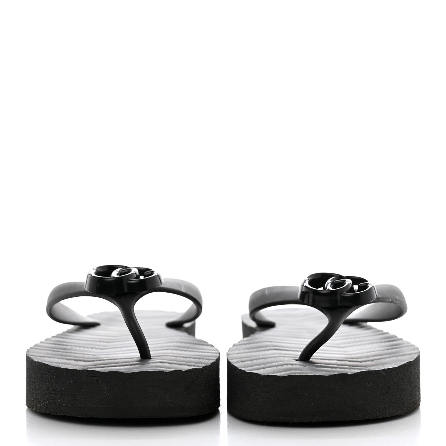 Gucci Rubber Chevron Womens GG Thong Sandals 40 Black 2 of 8
