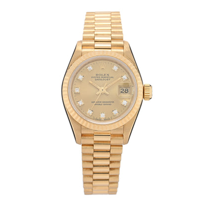 Rolex 18K Yellow Gold Diamond 26mm Datejust President Watch Champagne 69178 1 of 4