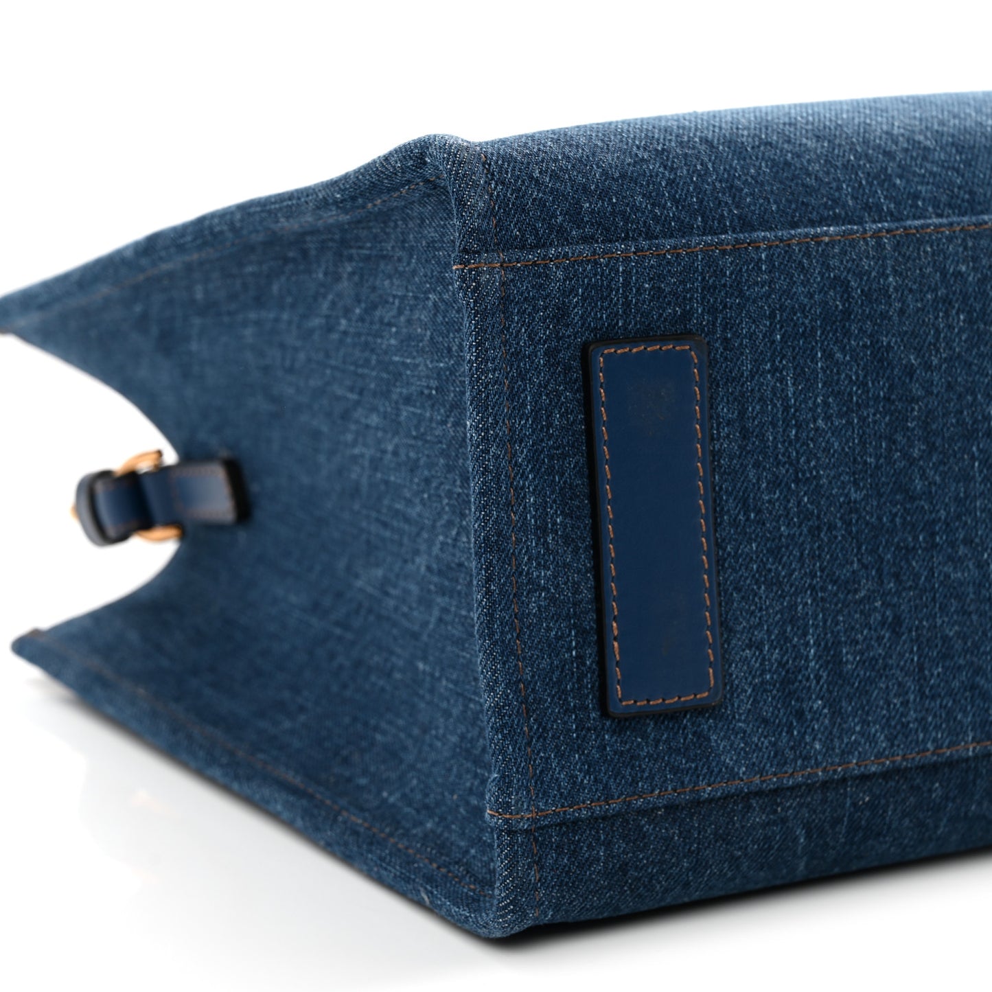 Denim Calfskin La Medusa Small Tote Bag Blue