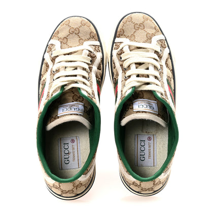 Gucci GG Monogram Web Womens 1977 Tennis Sneakers 38 Beige Ebony Mystic White 2 of 9